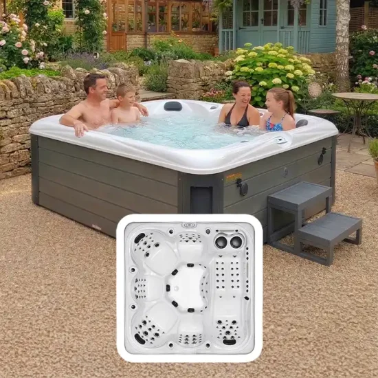 BlueWhaleSpa_GrandHavenMax_HotTubLifestyle-SummerFamilyGardenAfternoon_ProductCover