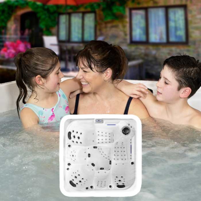 Venice Quattro Max hot tub Sale Lifestyle image for Blue Whale Spa website